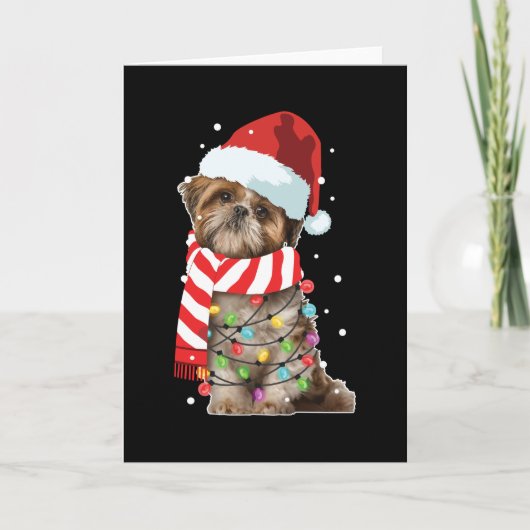 かわいいシーズー犬好きのための面白いクリスマスホリデーギフト カード (正面)