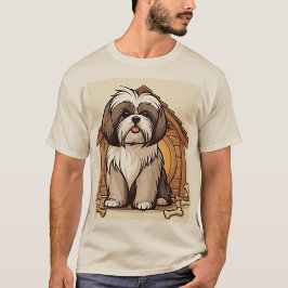 かわいいシーズー犬小屋のイラスト Tシャツ