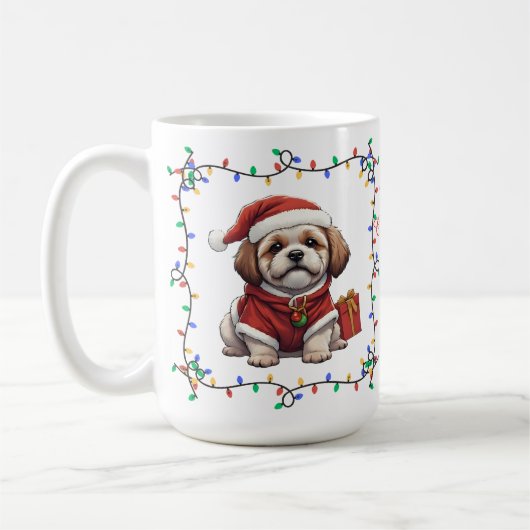 かわいいシーズー クリスマスマグカップ コーヒーマグカップ (左)