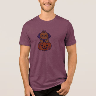 かわいいシーズー ハロウィン プリンセス パンプキン クラウン 犬 トライブレンドTシャツ