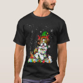 かわいいシーズー（犬）チズドッグ小妖精や小人ハットクリスマスライトクリスマス Tシャツ (正面)