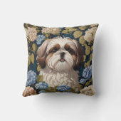 かわいいシーズー(犬)子犬の青あじさい花 クッション (裏面)