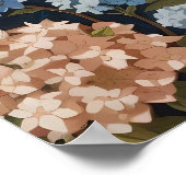 かわいいシーズー（犬）子犬の青あじさい花 ポスター (角)