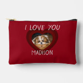 かわいいシーズー（犬）愛バレンタインハート写真ジッパー アクセサリーポーチ (正面)
