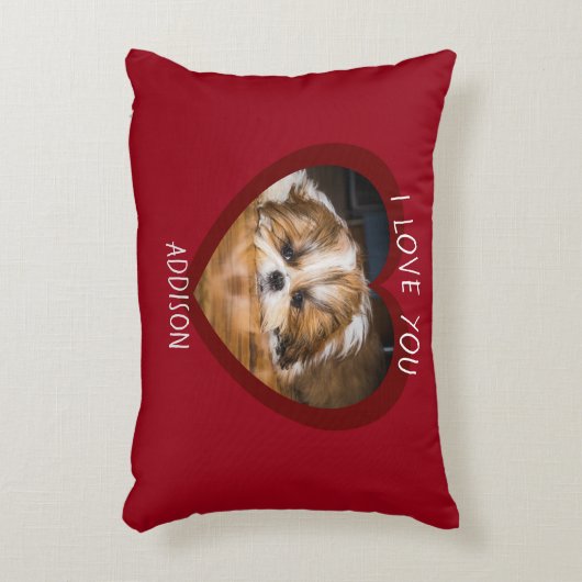 かわいいシーズー（犬）愛バレンタインハート写真 アクセントクッション (正面(垂直))