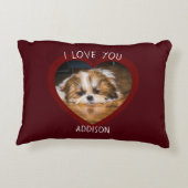 かわいいシーズー（犬）愛バレンタインハート写真 アクセントクッション (裏面)