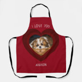 かわいいシーズー（犬）愛バレンタインハート写真 エプロン (正面)