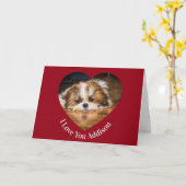 かわいいシーズー(犬)愛バレンタインハート写真 カード (黄色い花)