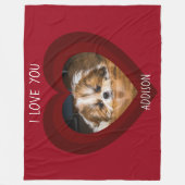 かわいいシーズー（犬）愛バレンタインハート写真 フリースブランケット (正面)