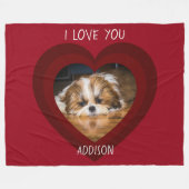 かわいいシーズー（犬）愛バレンタインハート写真 フリースブランケット (正面(横))