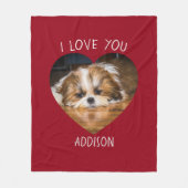 かわいいシーズー（犬）愛バレンタインハート写真 フリースブランケット (正面)