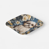 かわいいシーズー(犬)津犬ホワイトデイジー花 ペーパープレート (傾斜あり)