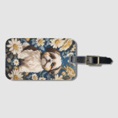 かわいいシーズー（犬）津犬ホワイトデイジー花 ラゲッジタグ (正面横)