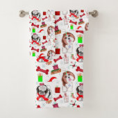 かわいいシーズー（犬）Tzuクリスマスシームレスパターン バスタオルセット (インサイチュ)