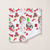 かわいいシーズー(犬)Tzuクリスマスシームレスパターン バスタオルセット (ウォッシュタオル)