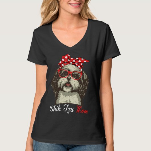 かわいいシーズー(犬)Tzuママのための女性の男性シーズー(犬)Tzu犬Sh Tシャツ (正面)