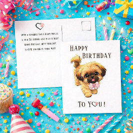 かわいいシーズー 誕生日おめでとう 子犬 ポストカード