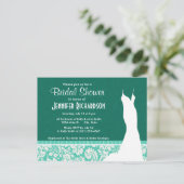 かわいいシーフオムグリーンダマスク インビテーションポストカード (スタンド正面)