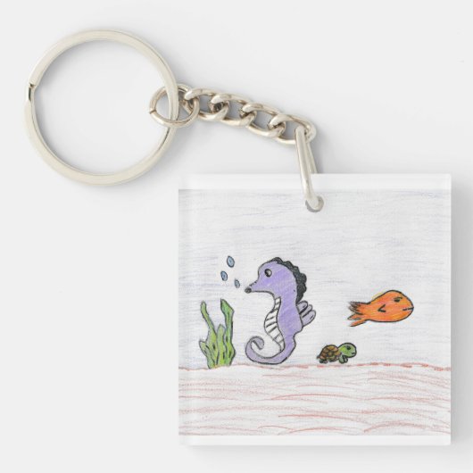 かわいいシーホースのアクリルキーチェーン キーホルダー (正面)