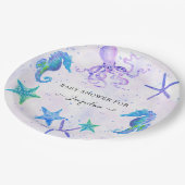 かわいいシーホースヒトデタコ海辺の赤ちゃんシャワー ペーパープレート (アングル)