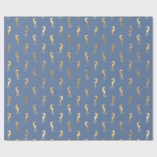 かわいいシーホースブルー金ゴールドマーメイドテーマパーティギフト ラッピングペーパー (フラット)