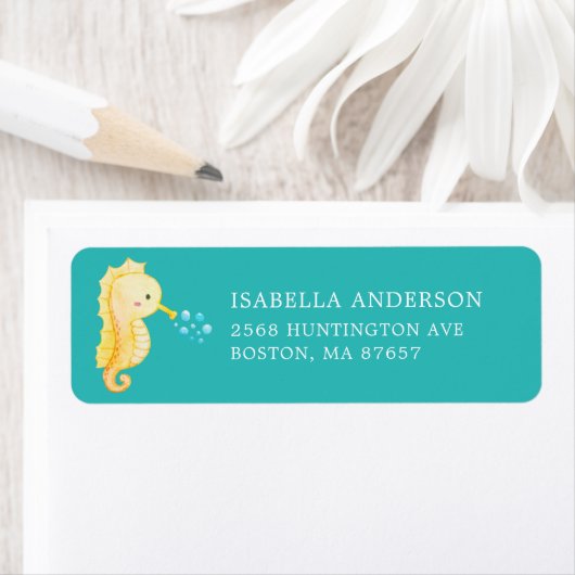 かわいいシーホース赤ちゃんシャワー住所 シール (インサイチュ)