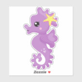 かわいいシーホース、紫色のシーホース、ヒトデ、ハート シール (シート)