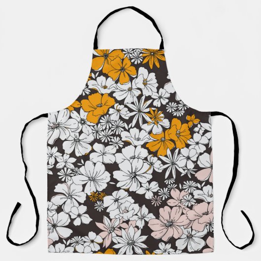 かわいいシームレスなディッツイ花柄。浮カラフル氷 エプロン (正面)