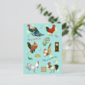 かわいいシームレスなルースターズの絵漫画 ポストカード (スタンド正面)