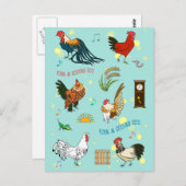 かわいいシームレスなルースターズの絵漫画 ポストカード (正面/裏面)