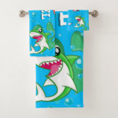 かわいいシーライフシャークブルー海キッズ名 バスタオルセット (インサイチュ)