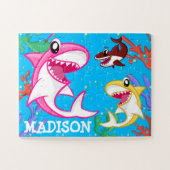 かわいいシーライフ動物サメ水中海子供 ジグソーパズル (横)