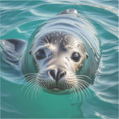 かわいいシールが水面から頭を突き出す シール (正面)