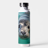 かわいいシールが頭を水から突き出す ウォーターボトル (左面)