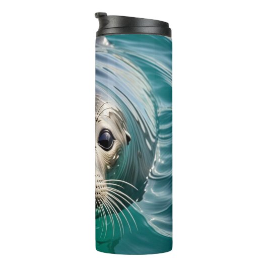 かわいいシールが頭を水から突き出す タンブラー (回転右)