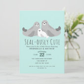 かわいいシールカップル赤ちゃんシャワー 招待状 (スタンド正面)