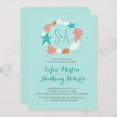 かわいいシー航海のリースのリハーサルディナー招待状 招待状 (正面/裏面)