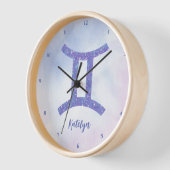 かわいいジェミニ星占いサインカスタマイズ可能 壁時計 (傾斜)