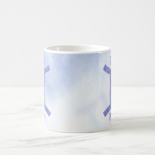 かわいいジェミニ星占いサインパーソナライズされたパープル コーヒーマグカップ (中央)