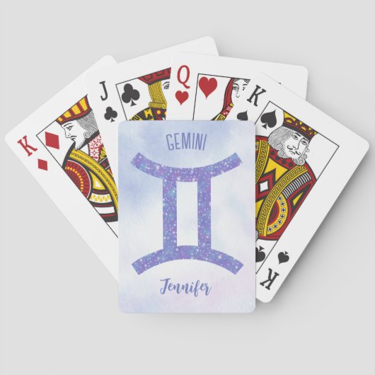 かわいいジェミニ星占いサインパーソナライズされたパープル トランプ (裏面)