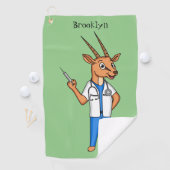 かわいいジェムスボックアンテロープのドクターアニメ ゴルフタオル (インサイチュ)