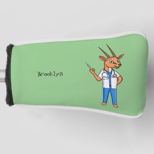 かわいいジェムスボックアンテロープのドクターアニメ ゴルフヘッドカバー (正面)