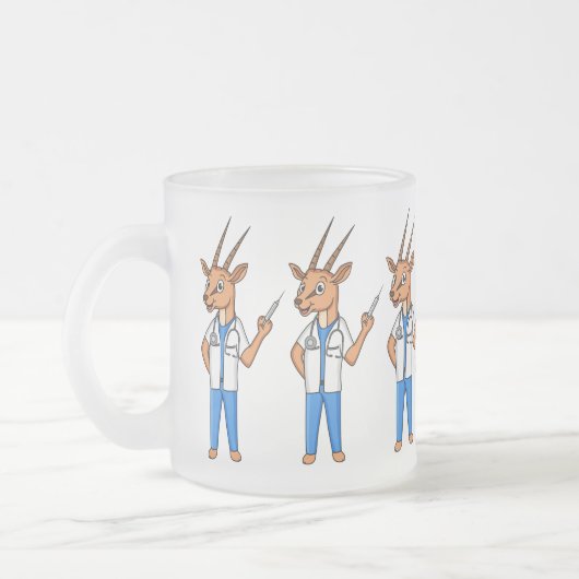 かわいいジェムスボックアンテロープのドクターアニメ フロストグラスマグカップ (左)