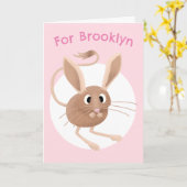 かわいいジェルボアの漫画の誕生日パーソナライズされた カード (黄色い花)