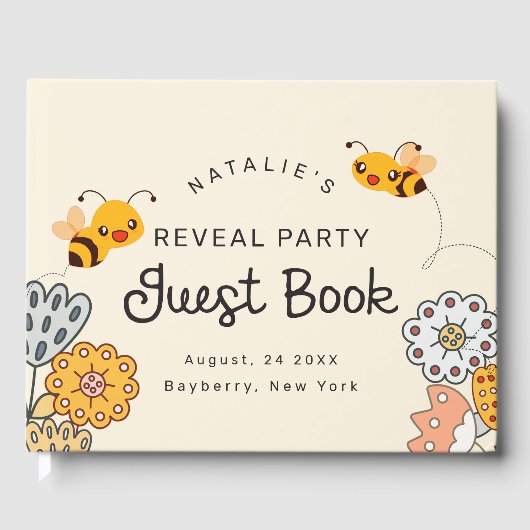 かわいいジェンダーが何を明らかにするパーティー ゲストブック (正面)