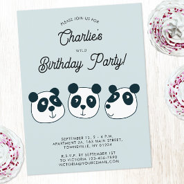 かわいいジャイアントパンダのクマ誕生日パーティーの招待状 ポストカード