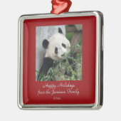かわいいジャイアントパンダのクリスマスホリデーオーナメントススクエア メタルオーナメント (左)