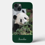 かわいいジャイアントパンダのダークグリーン背景、名前 Case-Mate iPhoneケース (裏面)
