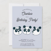 かわいいジャイアントパンダのベアーバースデーパーティー 招待状 (正面)