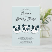 かわいいジャイアントパンダのベアーバースデーパーティー 招待状 (スタンド正面)